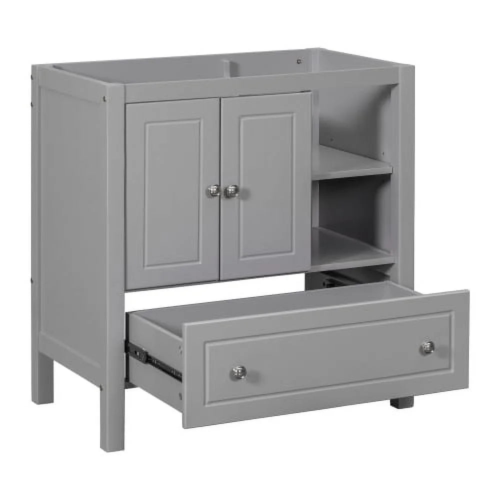 30" Grey Solid Wood Bathroom Vanity Base Only N9654