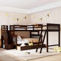 L Shaped Bunk Bed with 3 Drawers and Stairs L75581