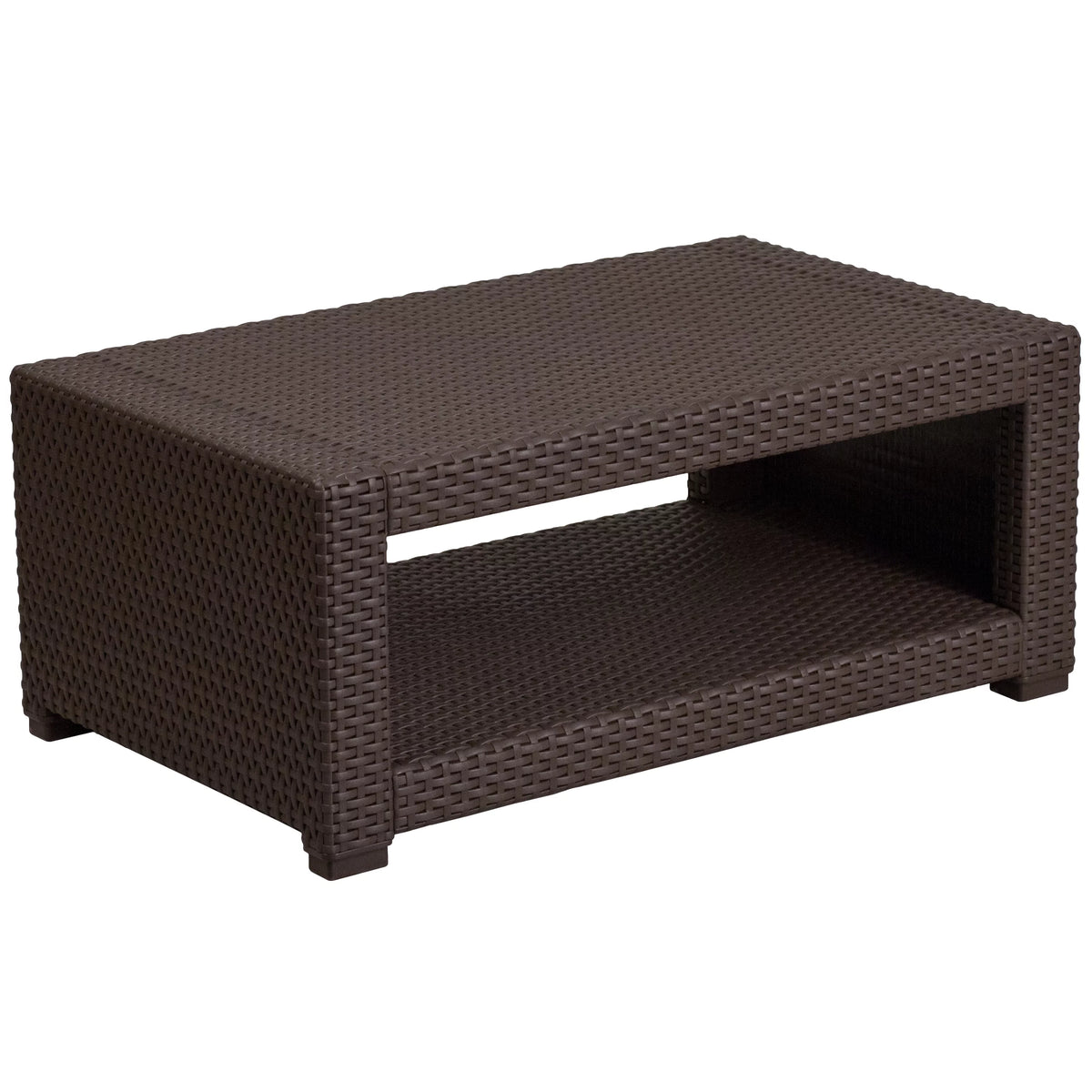 Chocolate Brown Faux Rattan Coffee Table Q3895