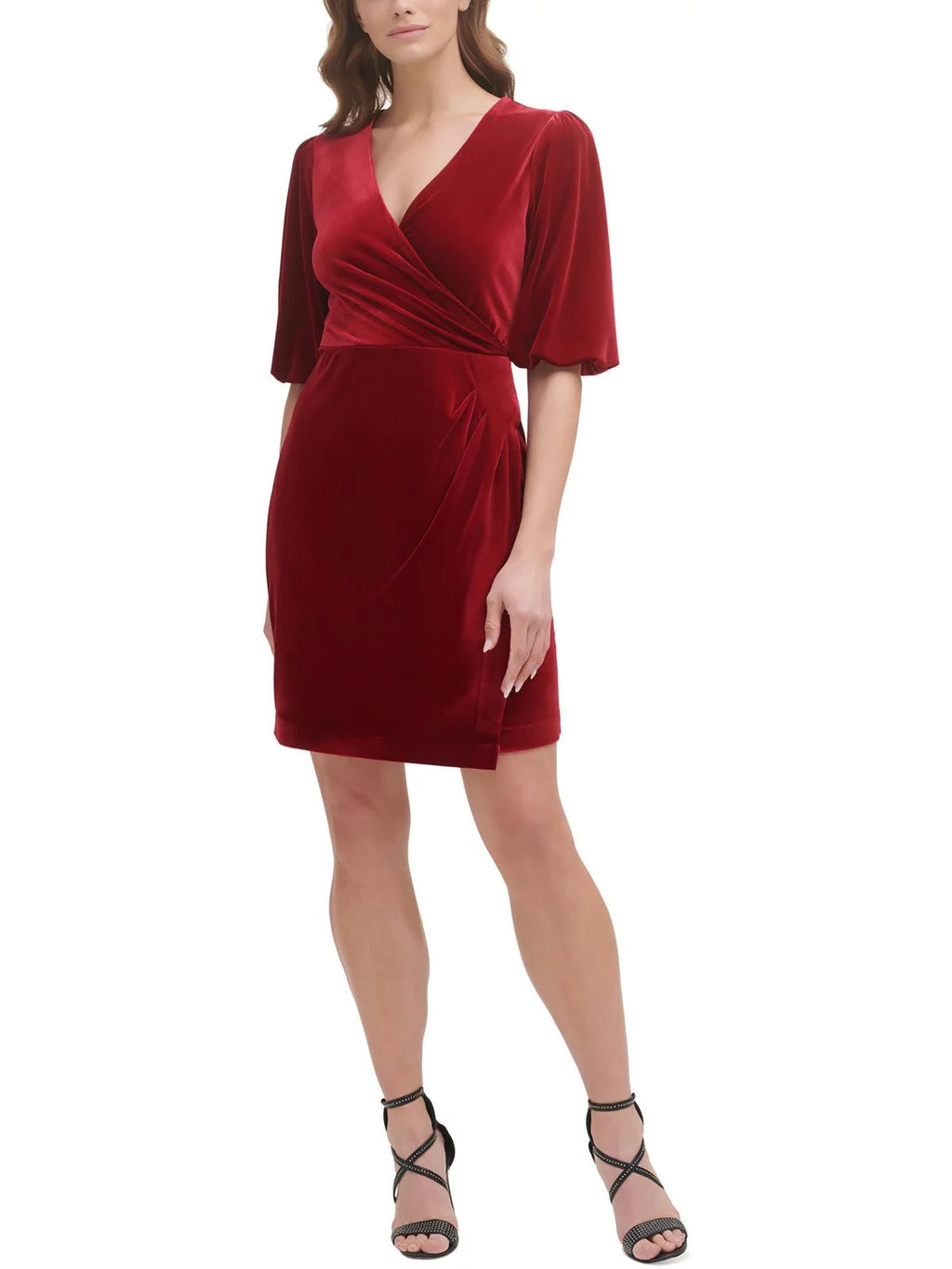 Ruched Faux Wrap Dress Q137995