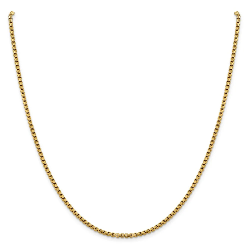 14kt Yellow Gold Diamond Cut Round Box Chain 18 inch Lobster Clasp C344