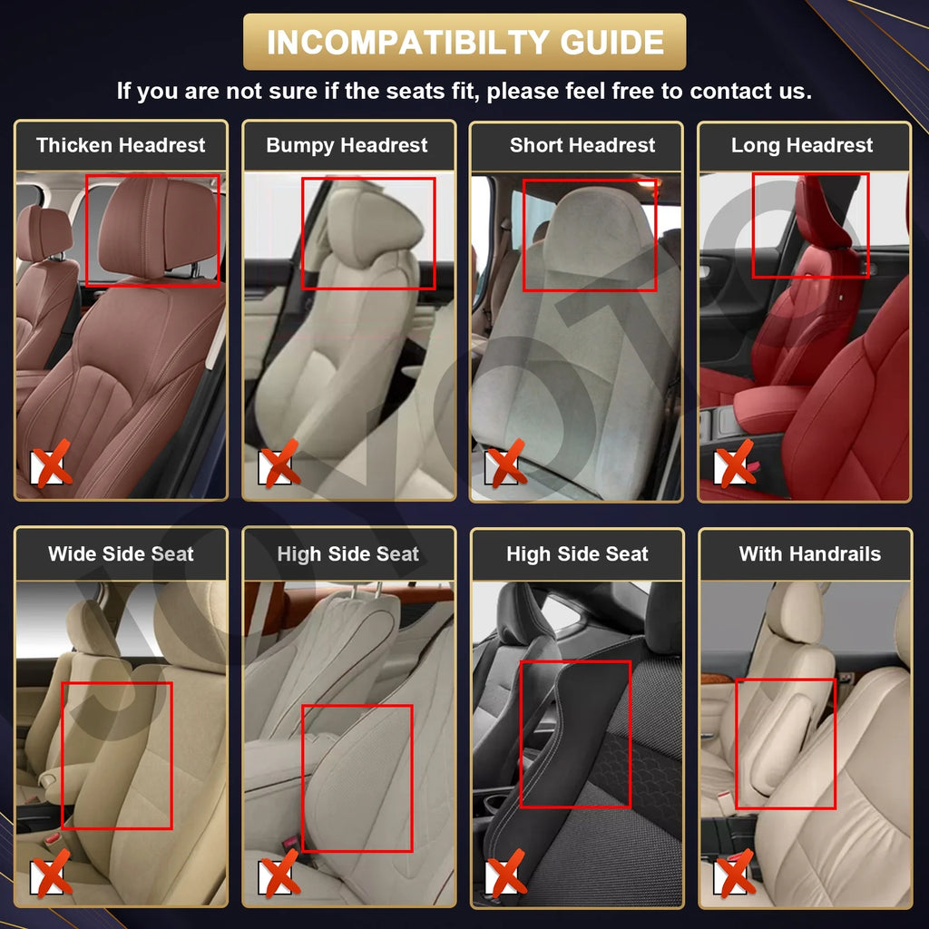 2PCS Waterproof PU Leather Front Car Seat Covers Black Q25285