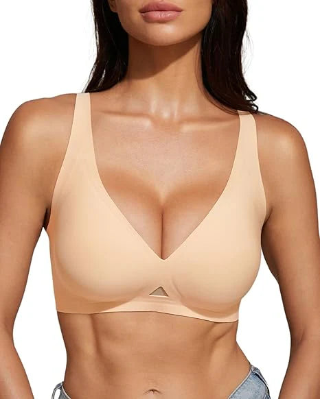 Wireless Deep V Neck Bra with Breathable Mesh Panels K65731
