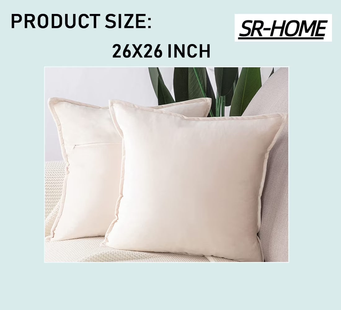 Set of 2 Velvet Decorative Throw Pillow Covers Square with Fringe Cushion Case J983198