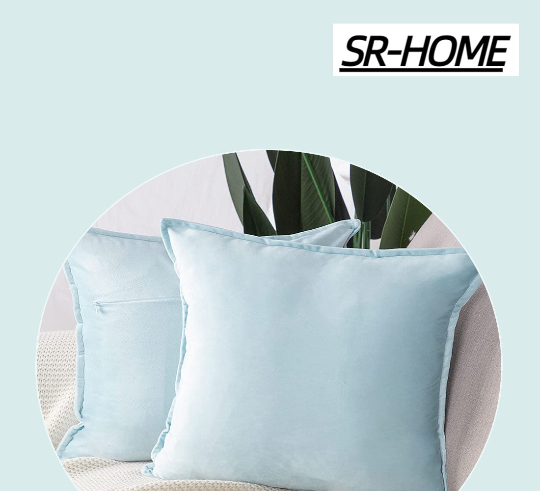 Set of 2 Velvet Decorative Throw Pillow Covers Square with Fringe Cushion Case T71586