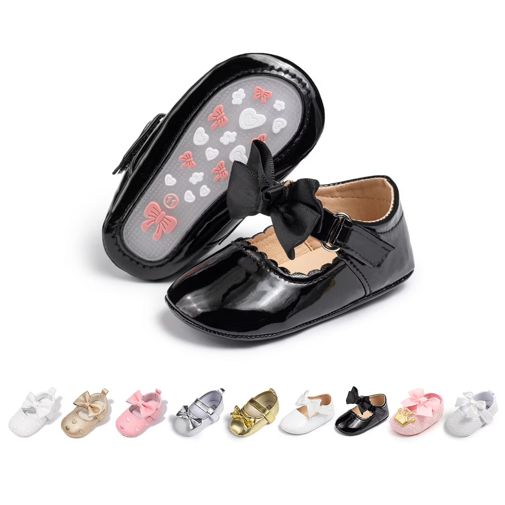 Baby Girls Mary Jane Dress Shoes Bowknot Princess Crib Flats Y7492