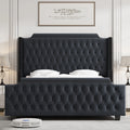 Queen Size Velvet Button Tufted Upholstered Bed with Headboard and Footboard M226073