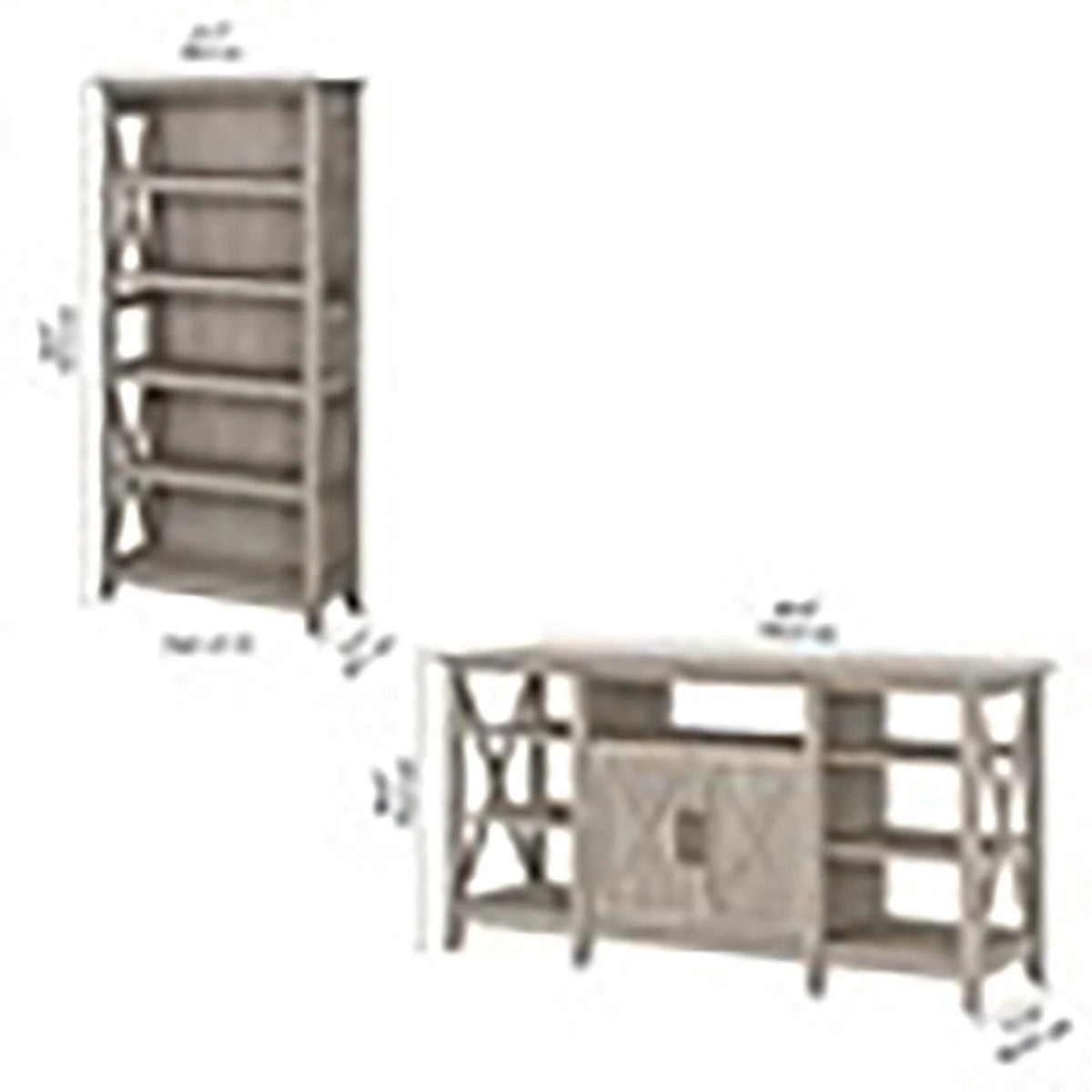 Tall Wood TV Stand with 2 Bookcases V90206