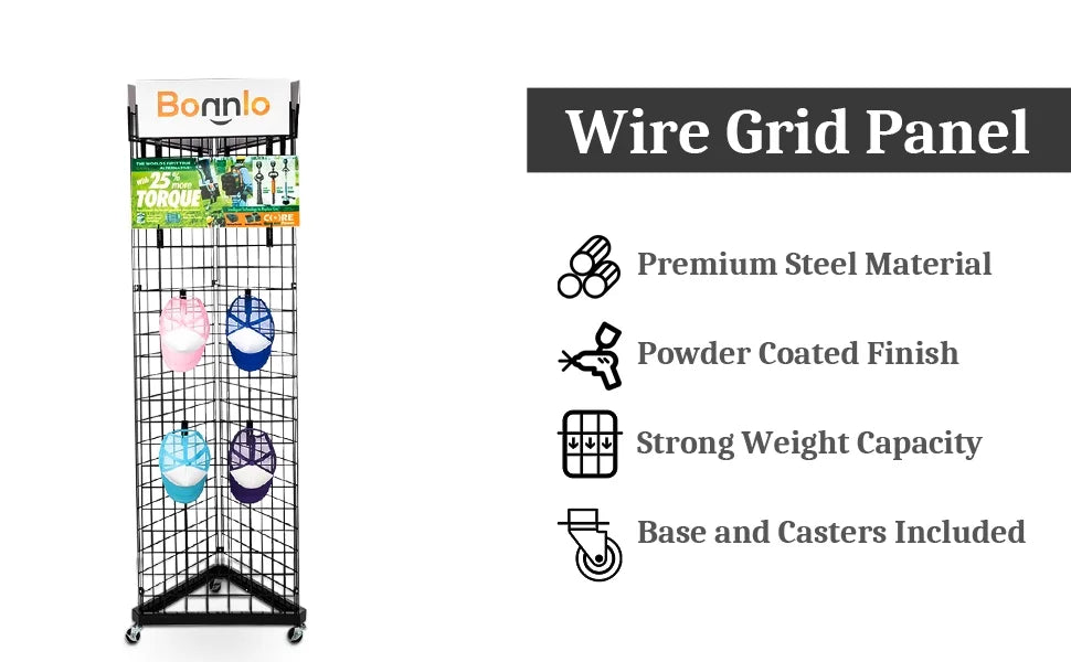 Triangle Wire Grid Panel Tower with Base and Casters Q3343