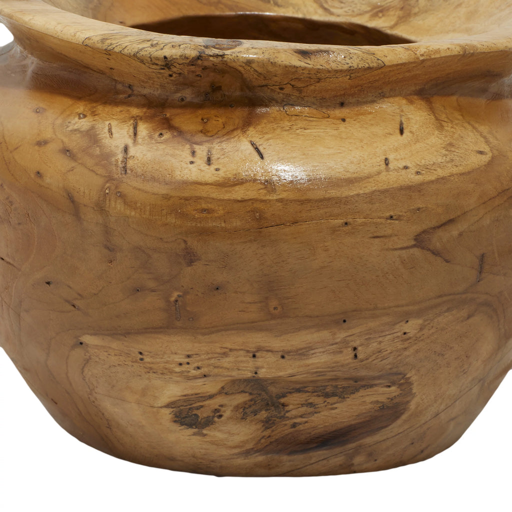 9" Handmade Round Brown Teak Wood Decorative Bowl R502