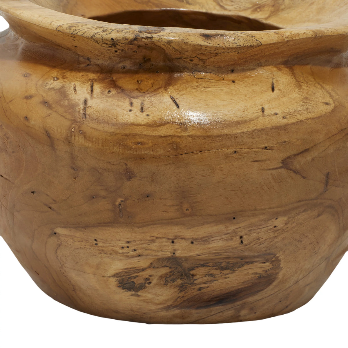 9" Handmade Round Brown Teak Wood Decorative Bowl R502