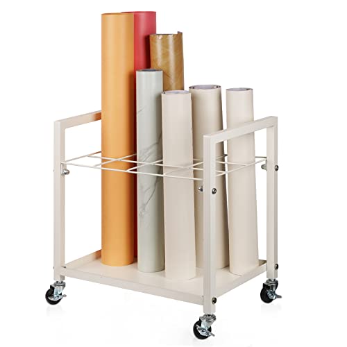 Metal Blueprint Storage Cart with Wheels 20 Slots Y4058