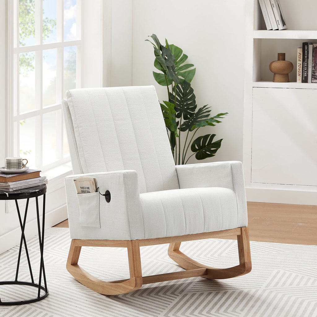 White Linen Rocking Chair Set of 2 C136