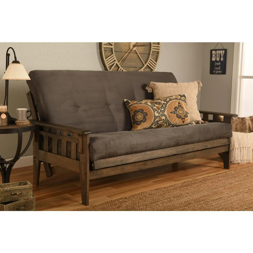 Gray Suede Fabric Mattress with Frame I5494