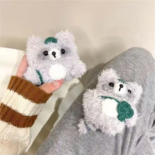 Cartoon Plush 3D Bear Pattern Earbuds Case U384215