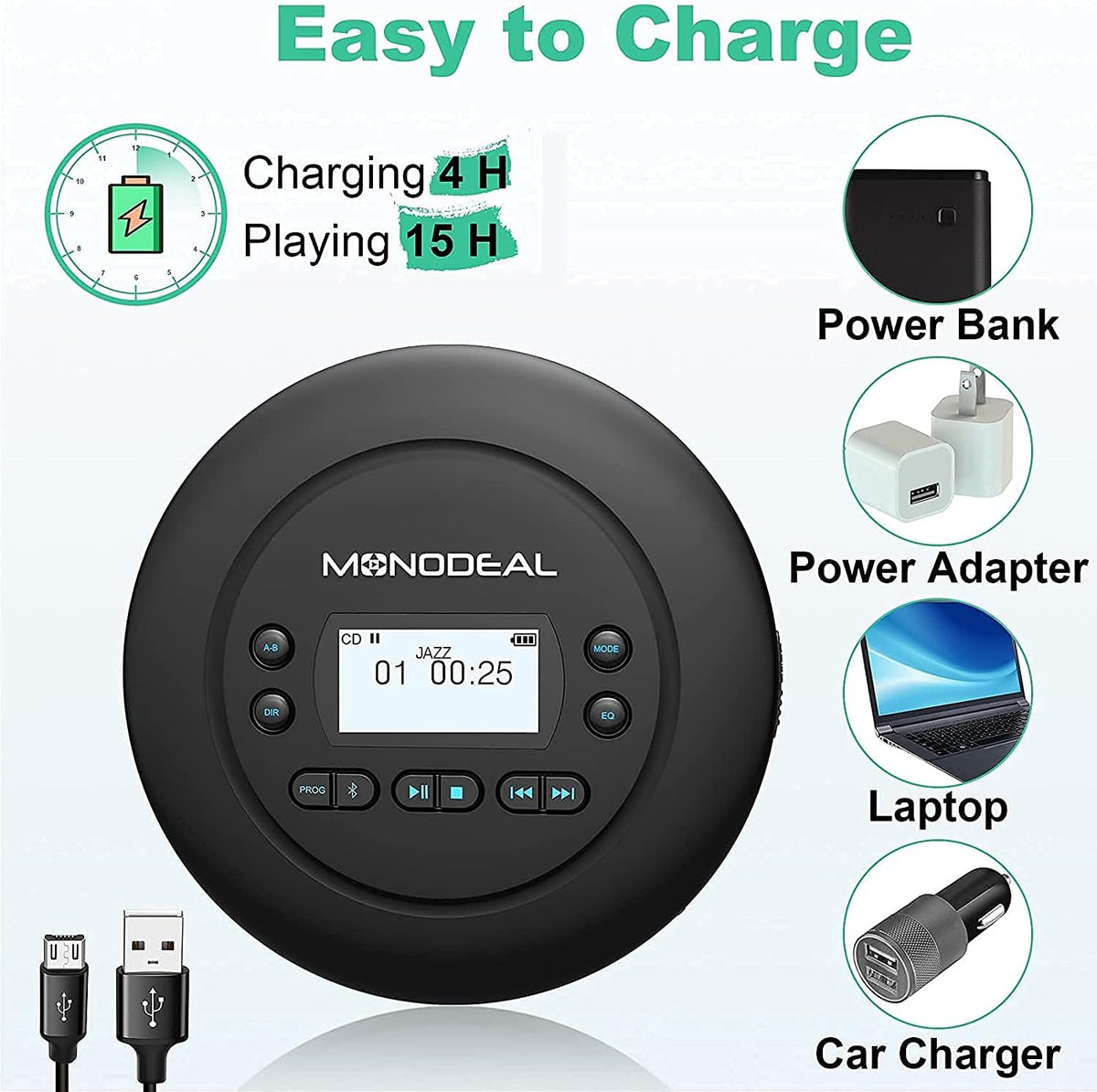 Bluetooth CD Player with Headphones, Pack of 2 W2748