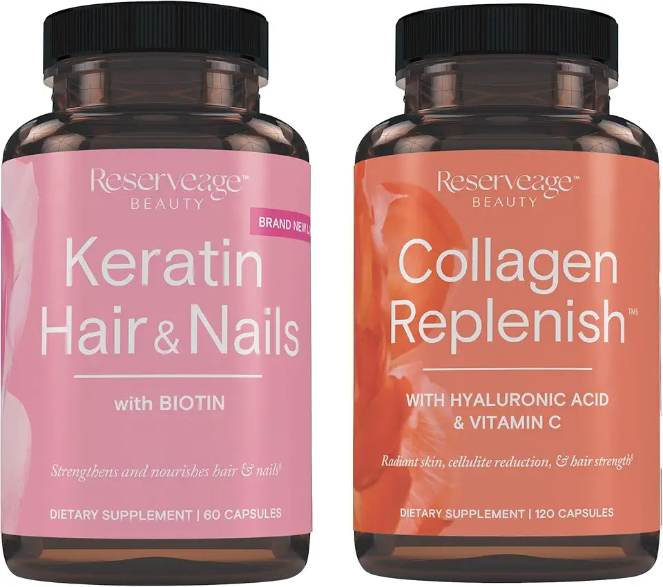 Keratin Hair Booster with Biotin 60 Caps & Collagen Booster 120 Caps B5336