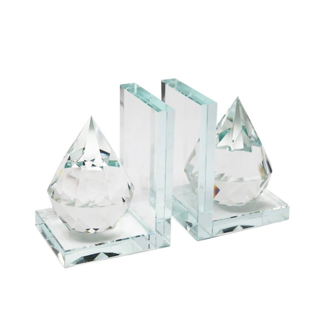 Crystal Teardrop Bookends Set of 2 F408