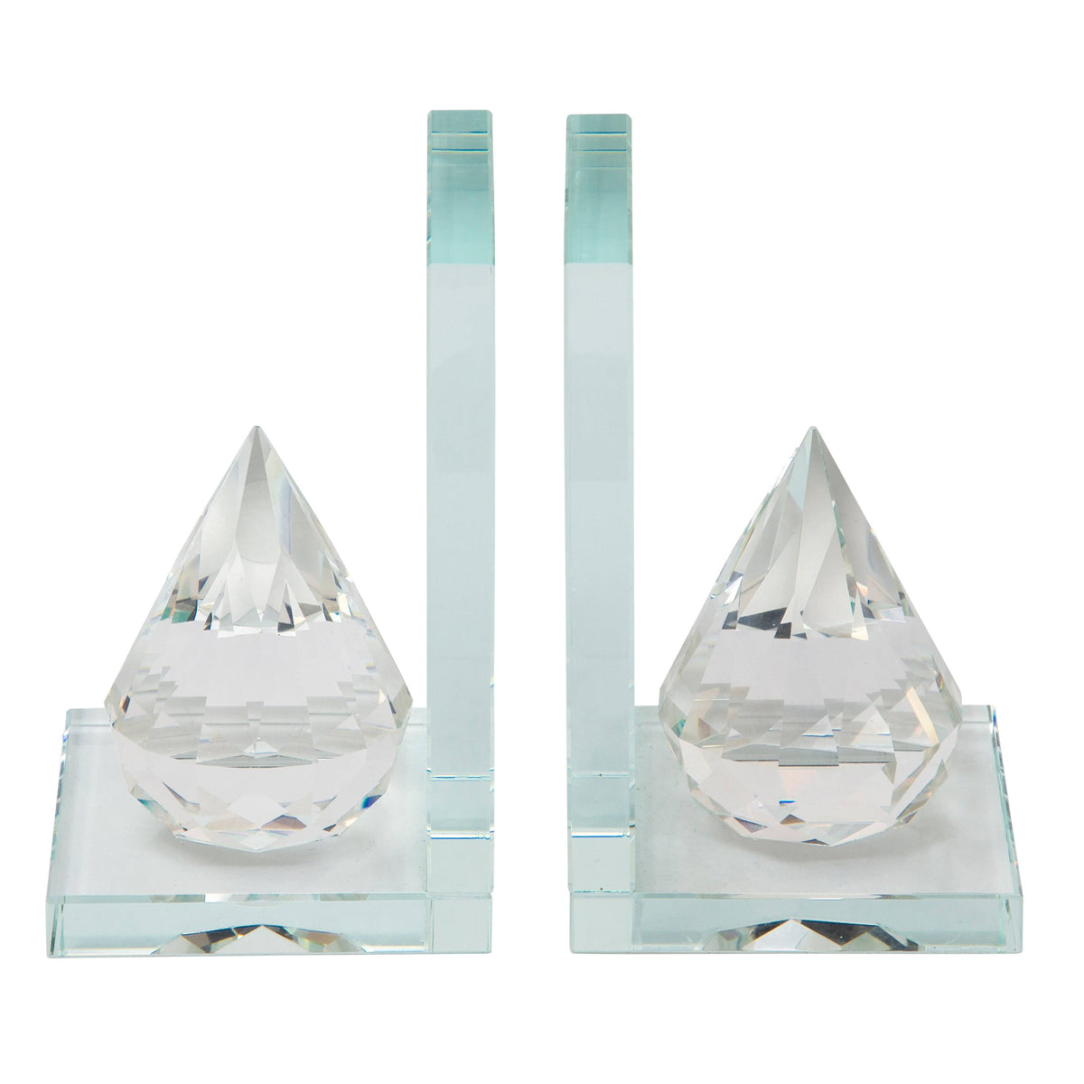 Crystal Teardrop Bookends Set of 2 F408