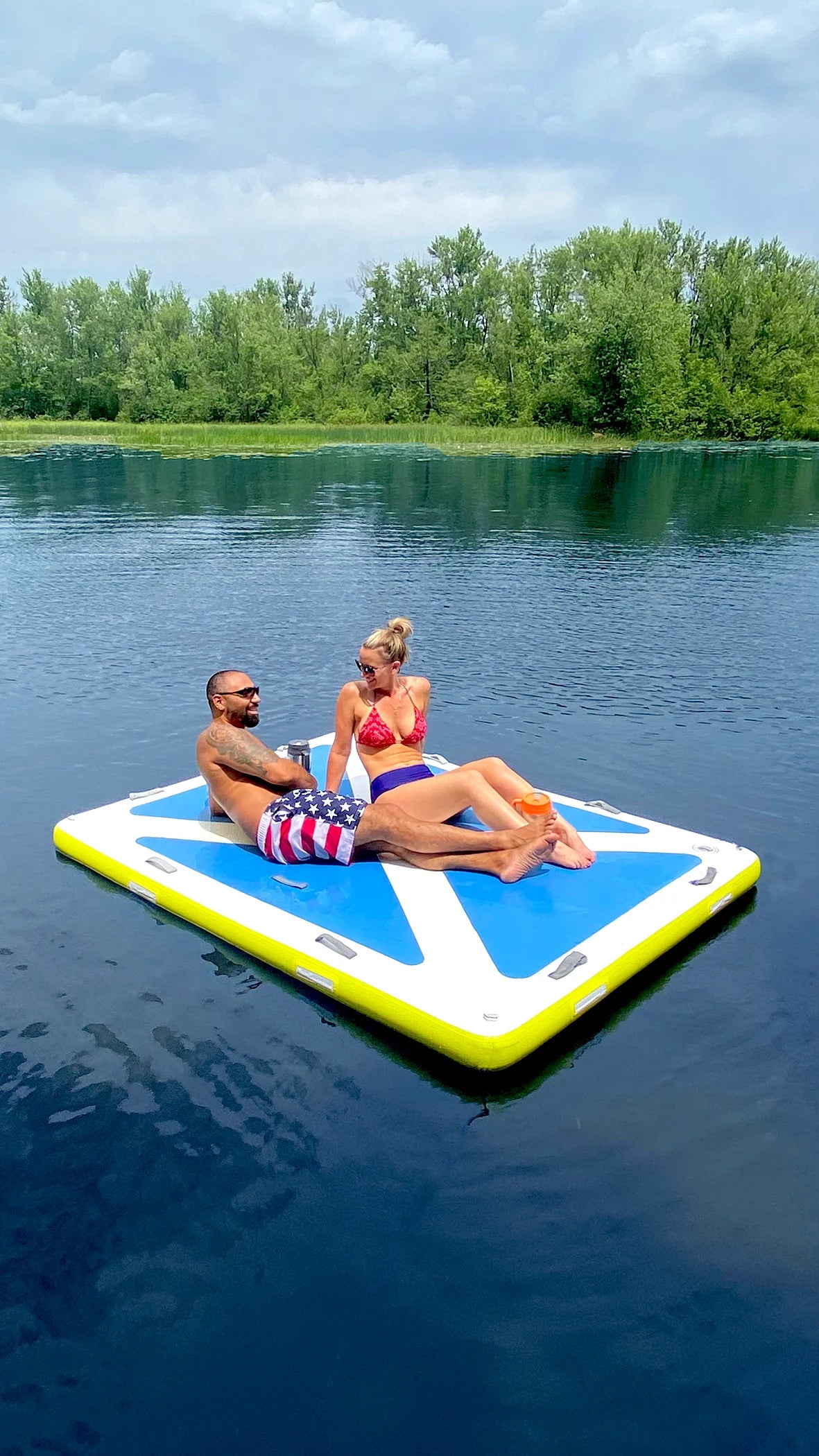 Blue Water Toys Four Person Inflatable Swim Deck with Non-Slip Surface, 8' x 6' C608