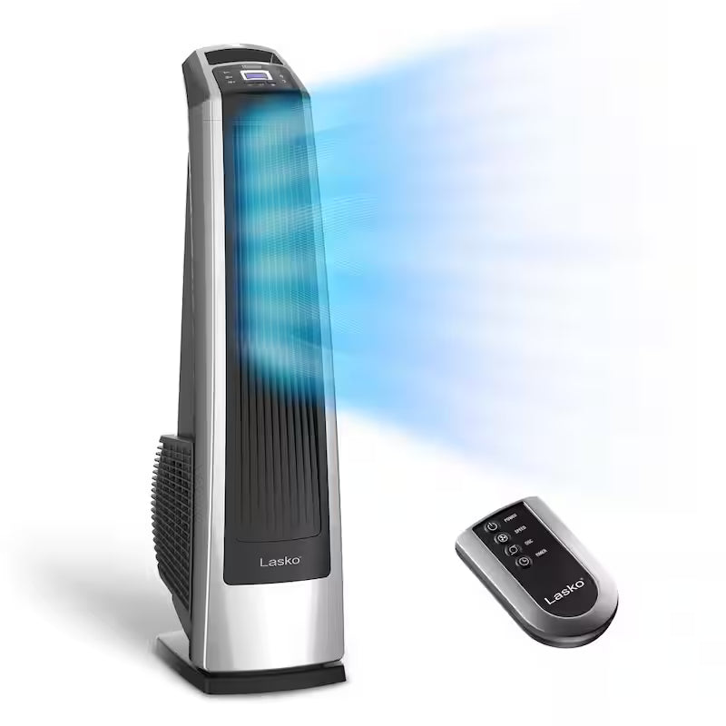 3 Speed Gray Oscillating Tower Fan with Remote Control V9782