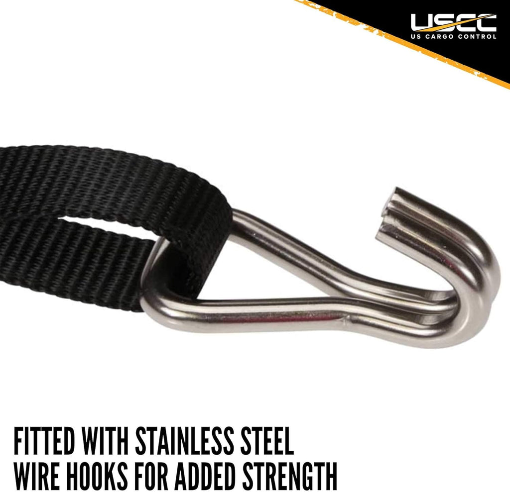 Stainless Steel Ratchet Strap Tie Down 1 Inch Wide 10 Foot Long Black 4 Pack K814
