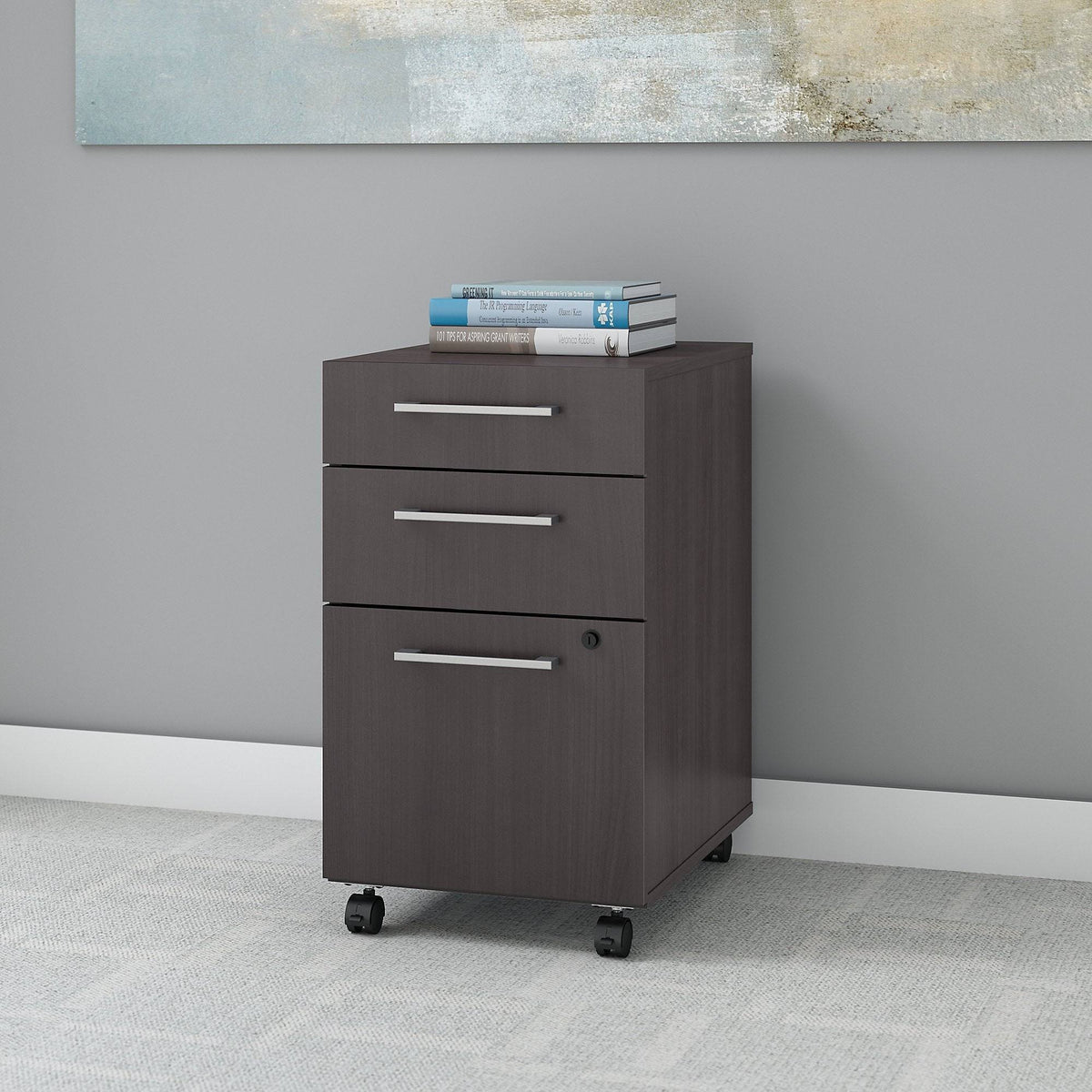 3 Drawer Mobile File Cabinet, Storm Gray W185