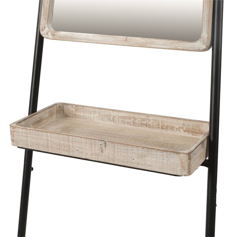 Metal and Wood Three-Tier Ladder Shelf Bookcase O675