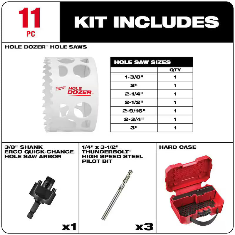 General Purpose Bi-Metal Hole Saw Set (11-Piece) B582311