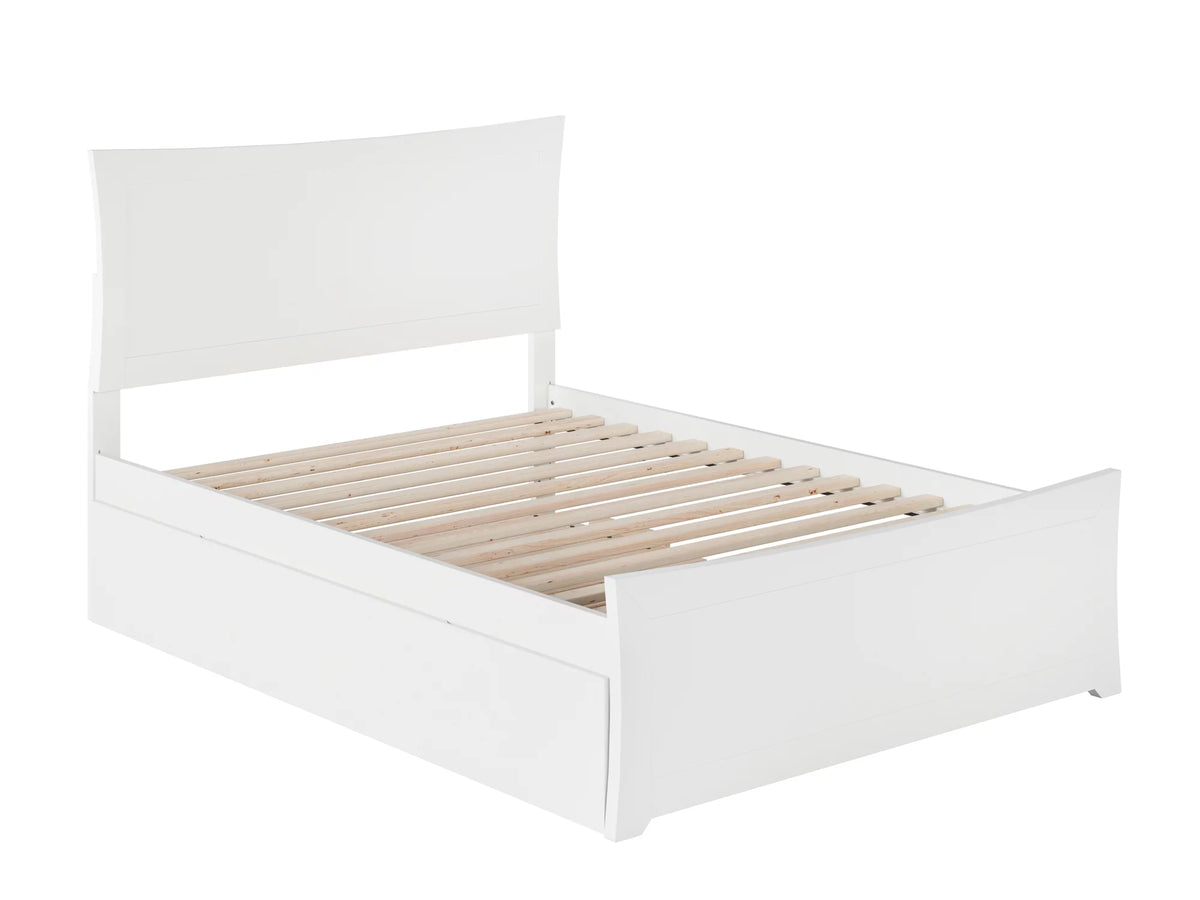 White Full Platform Bed with Trundle O353