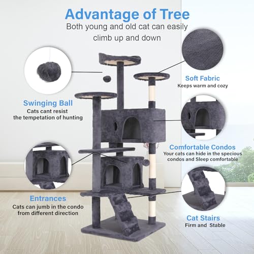 54in Dark Gray Cat Tree Q2797