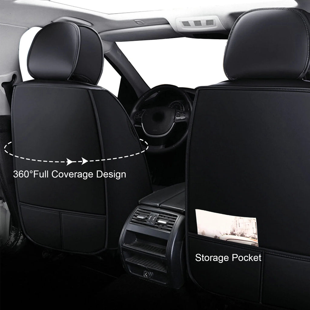 2PCS Waterproof PU Leather Front Car Seat Covers Black Q25285