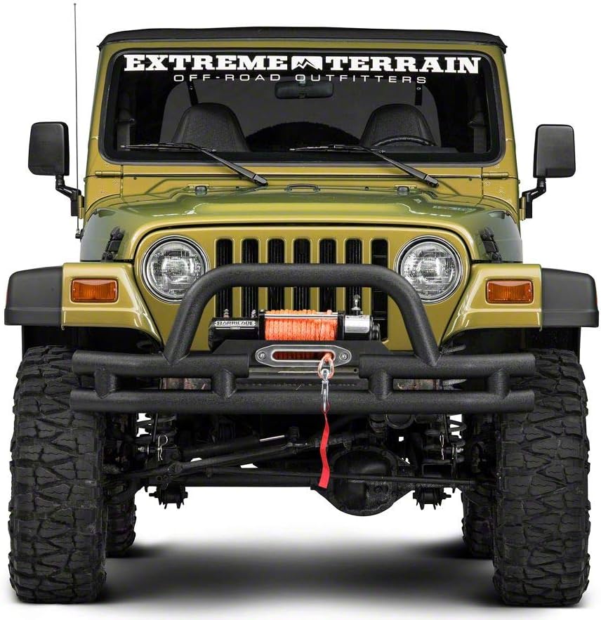 Textured Black Tubular Front Bumper with Winch Cutout N6597