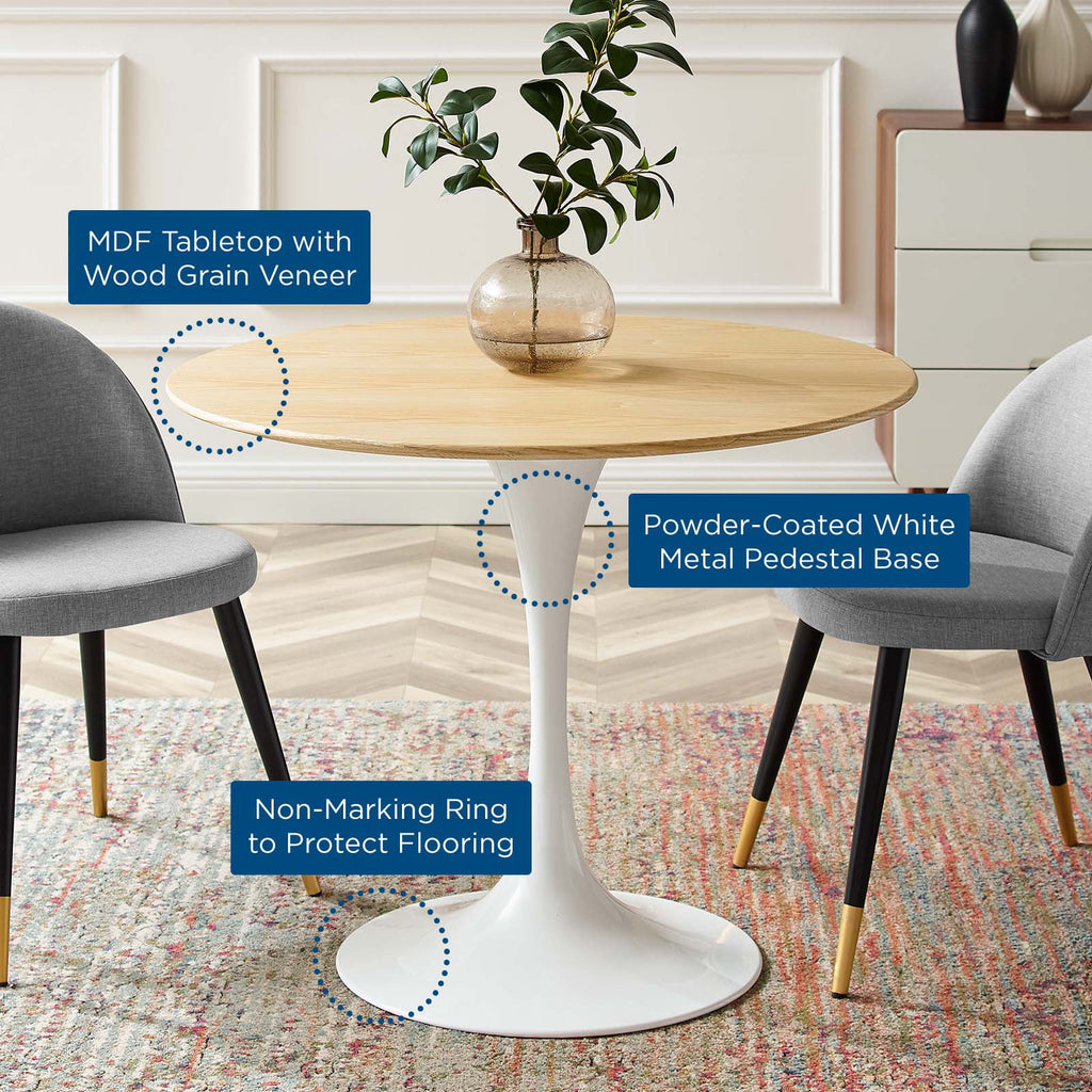 36 inch Round Natural Brown White Wood Metal Dining Table H2639
