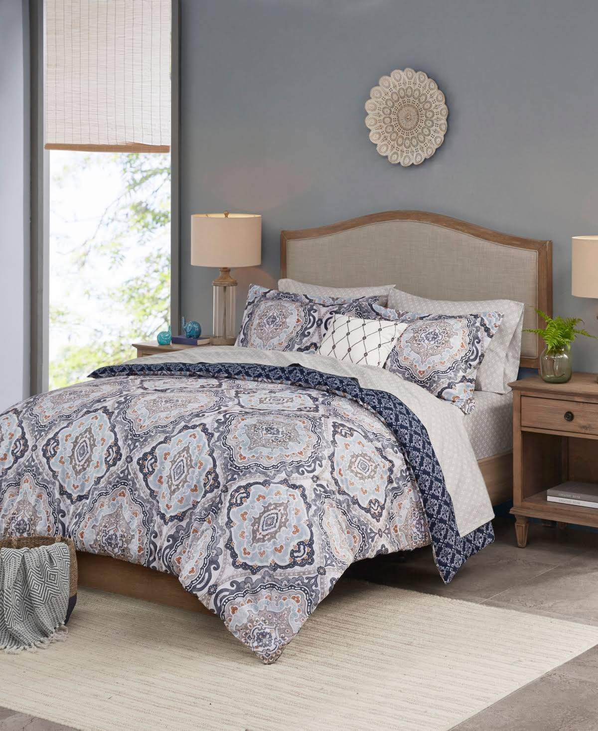 Navy King Reversible Complete Bedding Set O3231