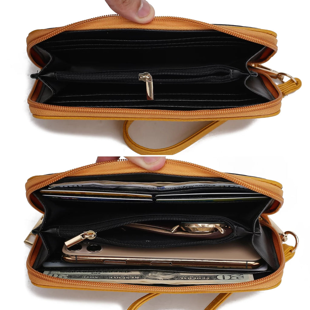 Black Vegan Leather Satchel Handbag & Wallet Set D82117