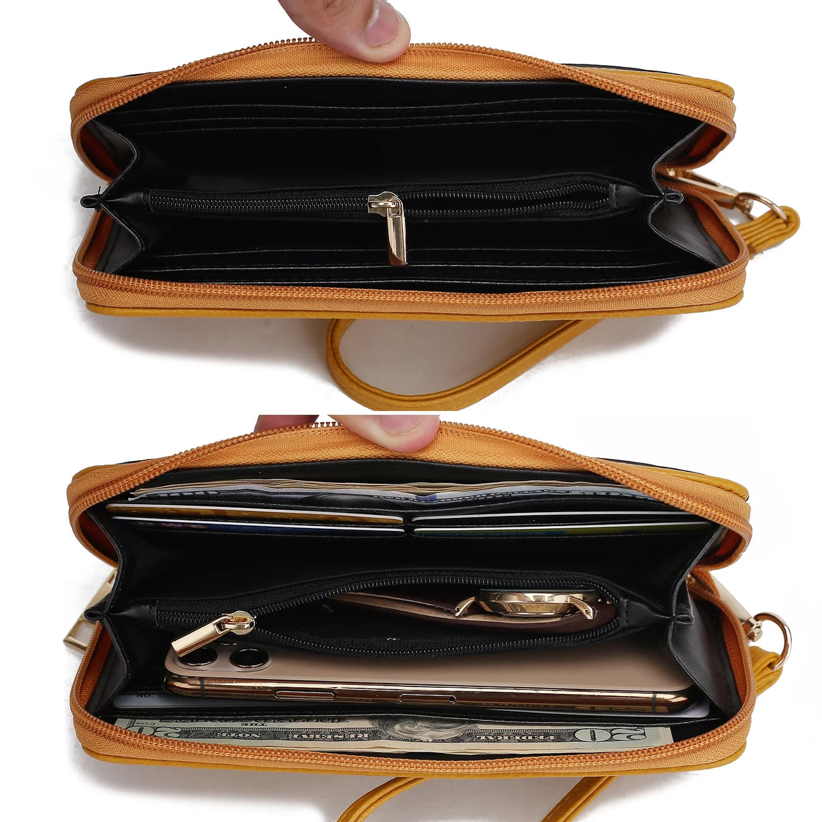 Black Vegan Leather Satchel Handbag & Wallet Set D82117