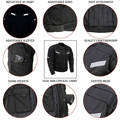 Black CE Armored Textile Motorcycle Jacket S9923