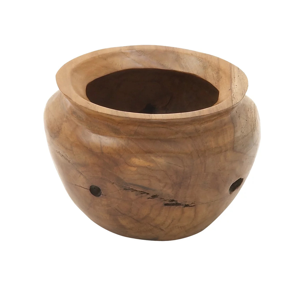 9" Handmade Round Brown Teak Wood Decorative Bowl R502