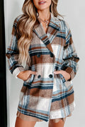 Solid Pocket Buckle Turn-back Collar Outerwear B689067