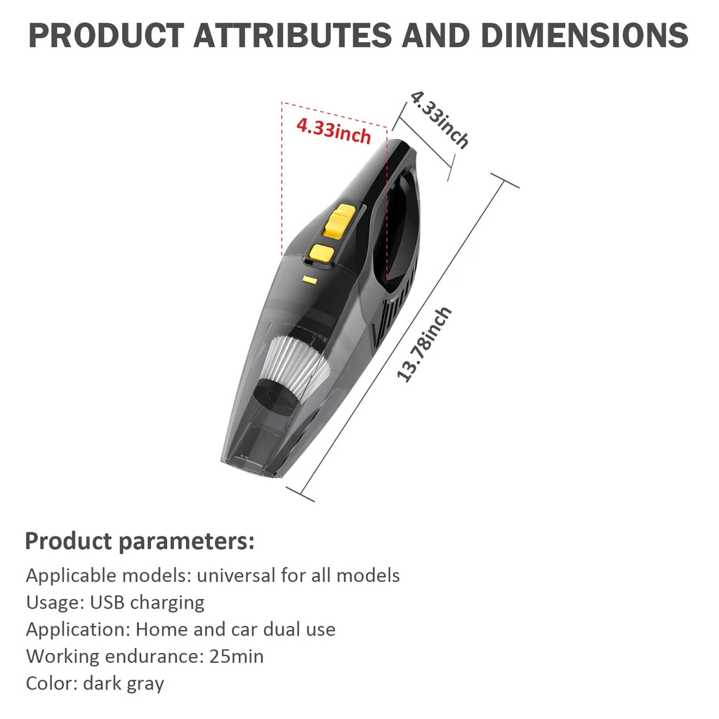Wireless Handheld Vacuum Cleaner Portable Strong Suction Dry Wet Vacuum Sweeper M335951