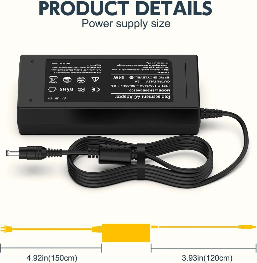 42V Charger 36V Scooter Power Adapter for ebike Battery Pack Electric Longboard Skateboard Output 2 Amp U616591