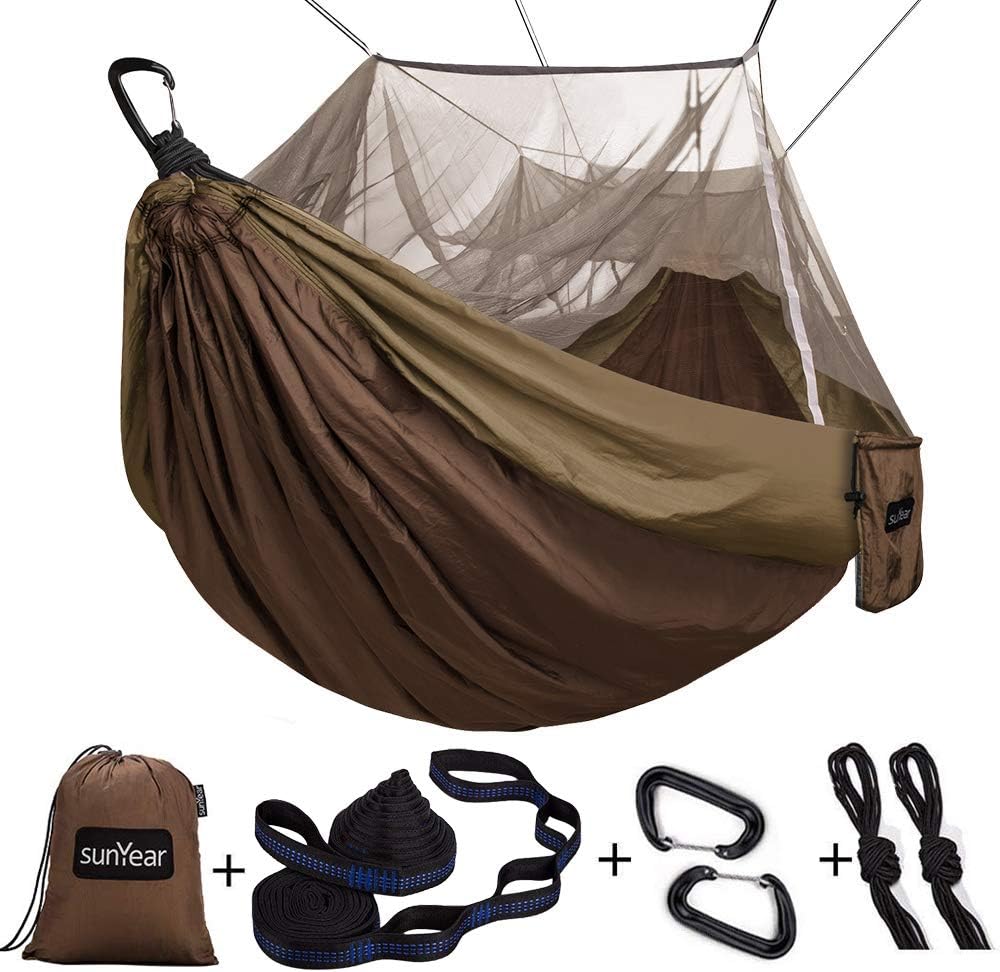 Portable Double Hammock with Net, 2 Person Hammock Tent with Straps O702333