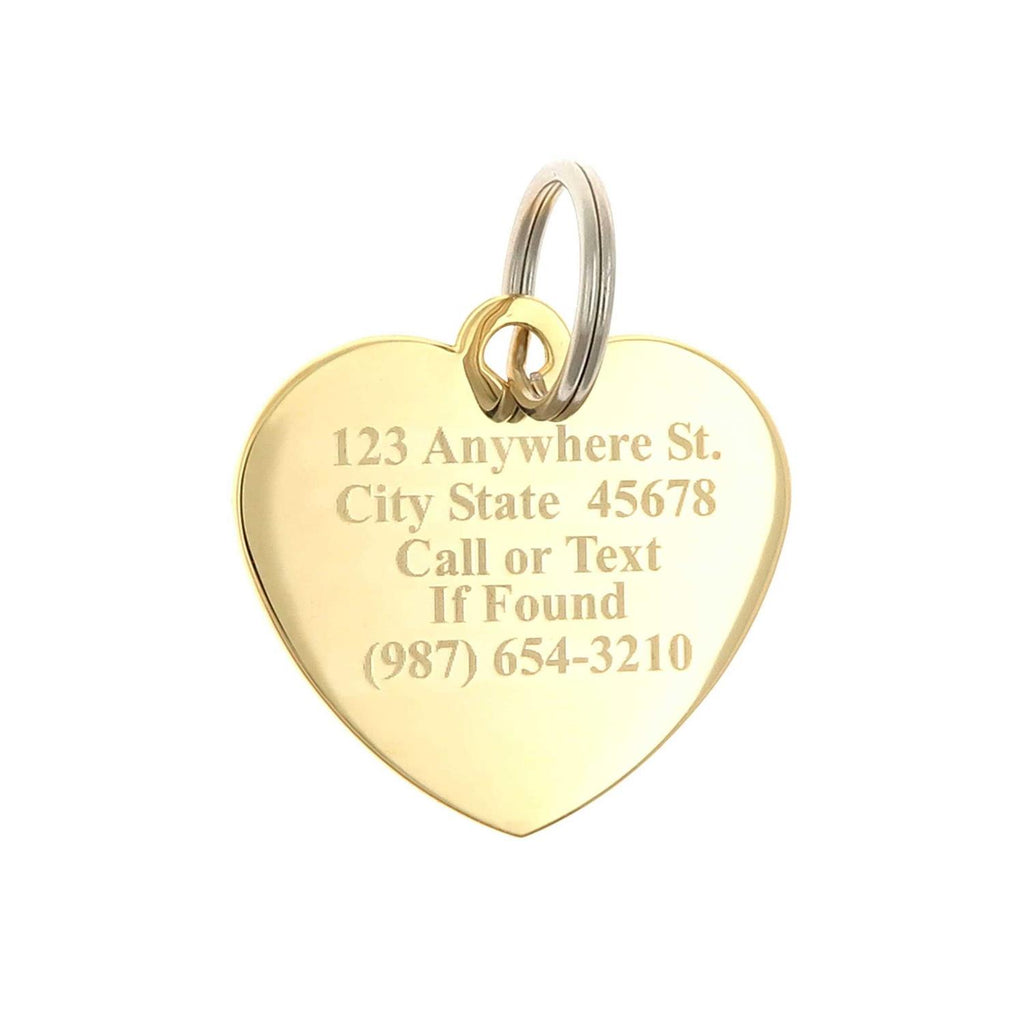Custom Engraved Gold-Plated Heart Rhinestones Pet ID Tag Y256