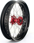 17 x 3.5 Supermoto Front Complete Wheel Set Rim Spokes Red Hub D841006