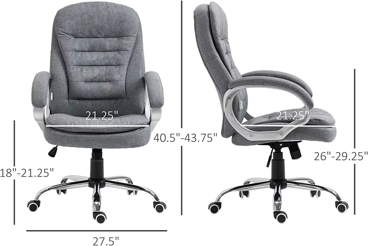 High Back Grey Upholstered Office Chair with Headrest and Armrest M6800
