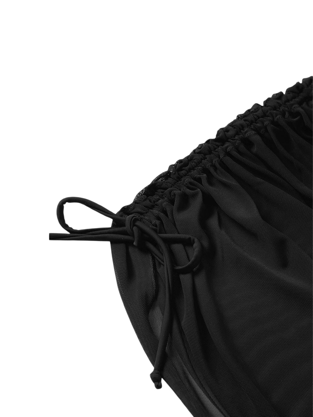 3 Pcs Bikini Set Halter Backless Tie-up Swim Bra Thong with Sarong Skirt Tie-dye Black T72472