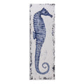 Hand Painted Canvas Fabric & Pine Wood Painting in Blue X85381