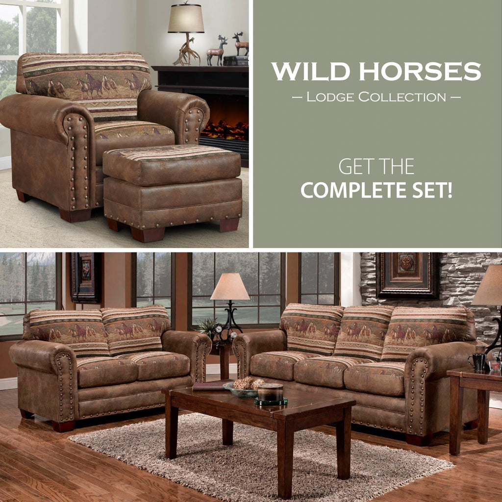 Wild Horses Arm Chair with Matching Ottoman L758840