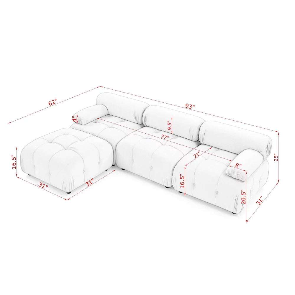 L Shaped Modular Sectional Sofa with Reversible Ottoman P284